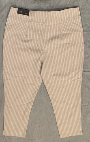 Maurices Pants Women's Large Tan Stripe Bengaline Crop High Rise *New With Tags* - Picture 2 of 10