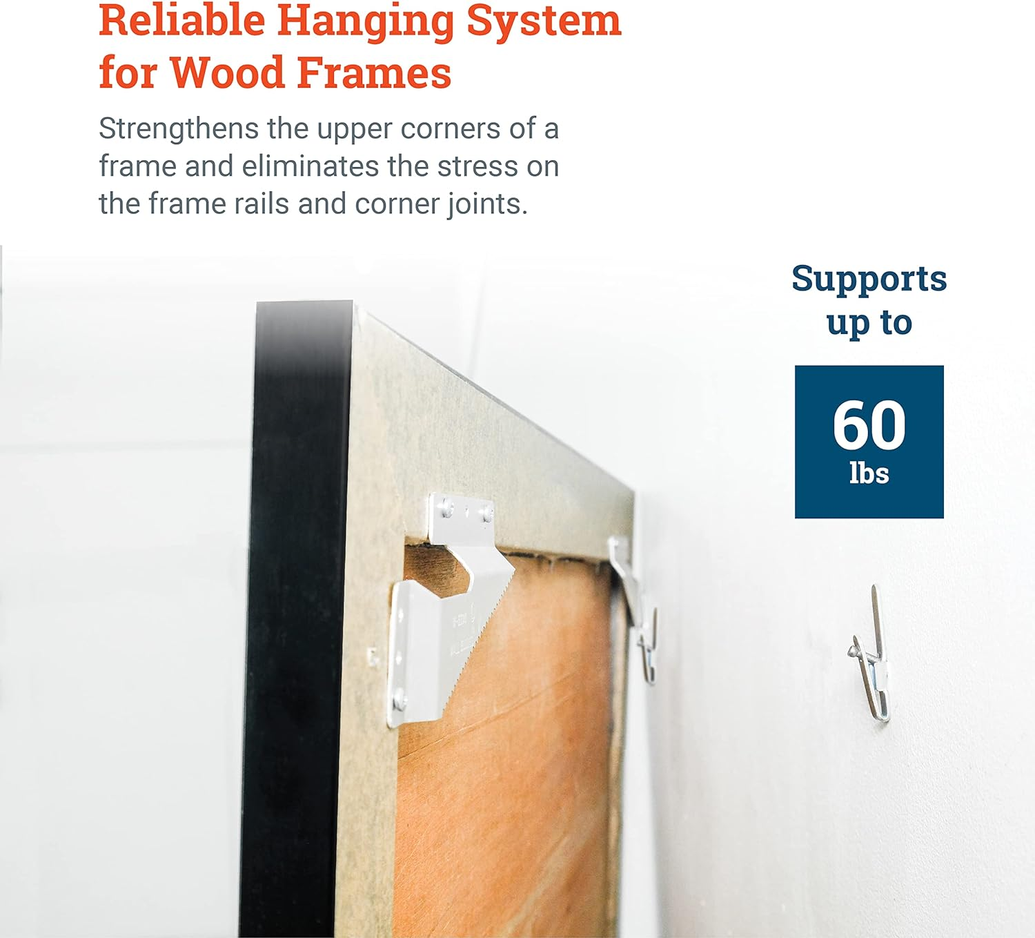 Wall Buddies Large Wall Hanger for Wood Picture Frames Supports 60