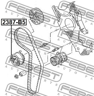 2387-B5 FEBEST Tensioner Pulley, timing belt for AUDI,CHRYSLER,DODGE,JEEP,MITSUB