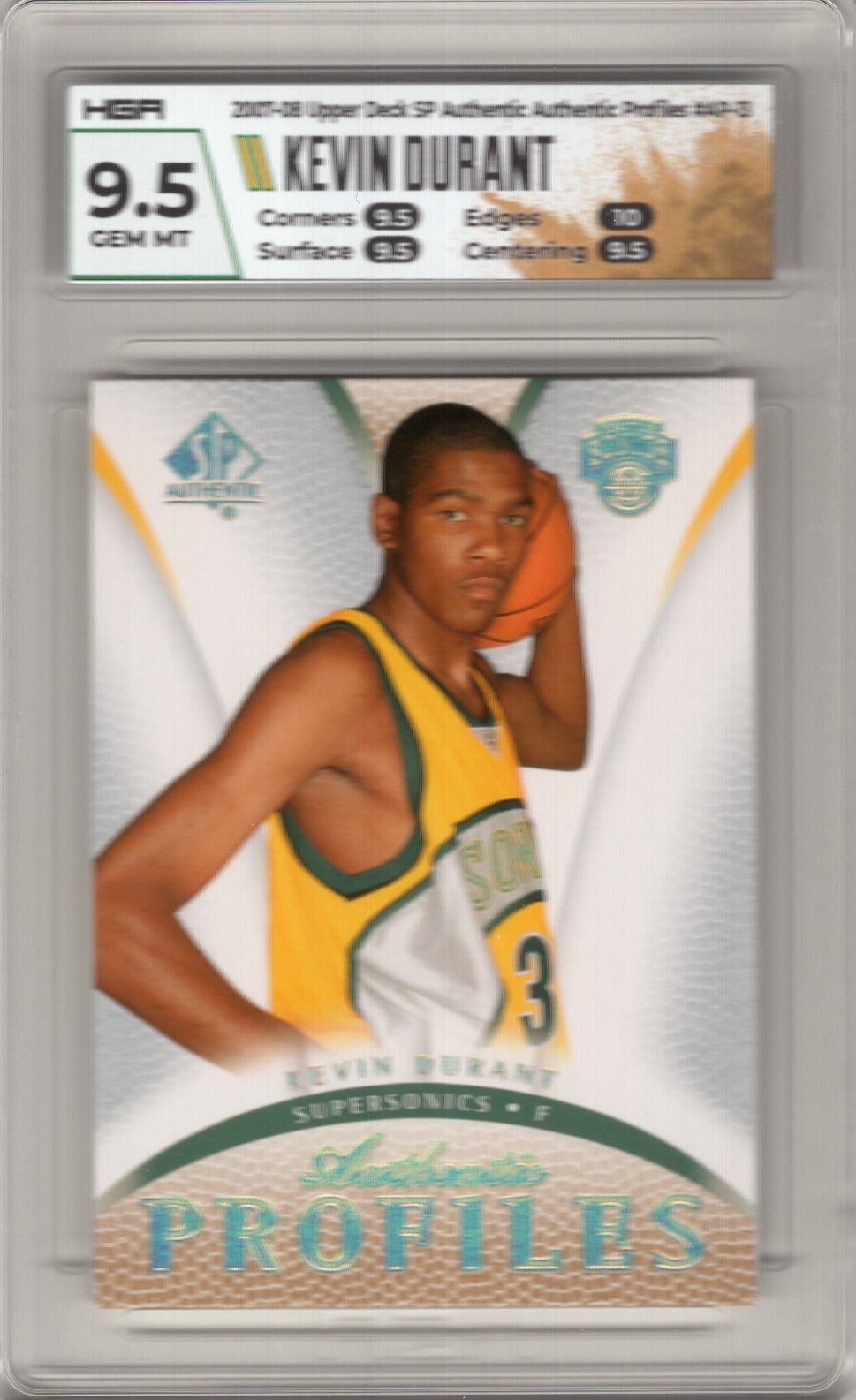 KEVIN DURANT 2007-08 SP AUTHENTIC PROFILES ROOKIE RC #AP-13 HGA 9.5 GEM MINT