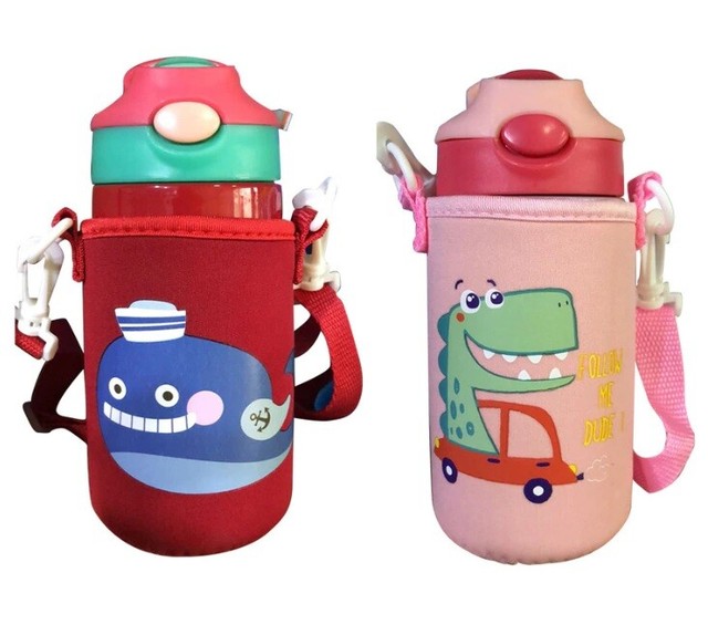 Download 360ml Kids Children Water Thermos Vacuum Flask Water Straw Bottle Hand Grip Bag | eBay