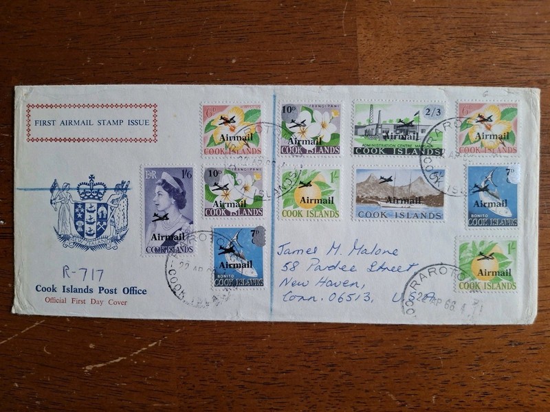 C1-7 1966 Cook Islands Airmail FDC Registered to USA