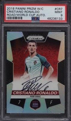 2018 Panini Prizm Road To The World Cup Silver Cristiano Ronaldo AUTO /99 PSA 9