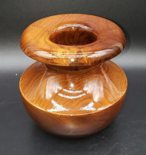 Studio Art Hand Turned Single Piece Wood Vase Glossy Signed 2005 9"