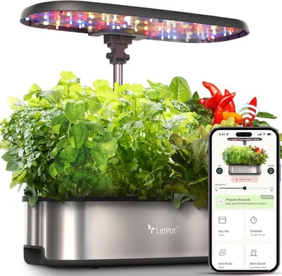 LETPOT Intelligentes Hydroponik-Indoor-Gartenkit mit App-Steuerung, 12 Becher
