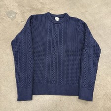 J CREW CHUNKY CABLE KNIT FISHERMAN PULLOVER CREWNECK SWEATER MENS LARGE