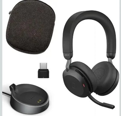 Jabra Evolve2 75 USB-A MS Stereo Bluetooth Headset inkl. Ladestation - Schwarz