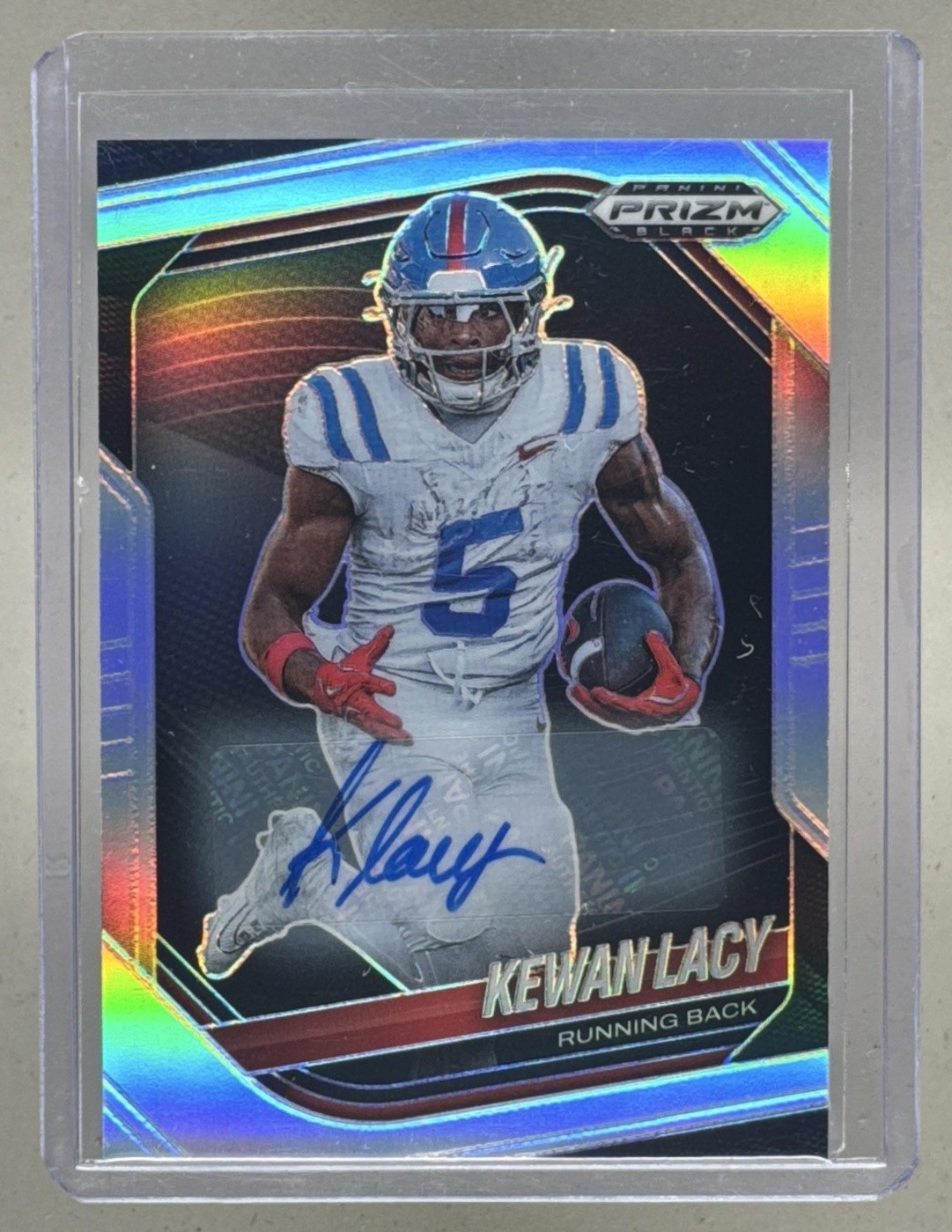 Kewan Lacy 2025 Panini Prizm Black #153 Prospects Silver RC Auto
