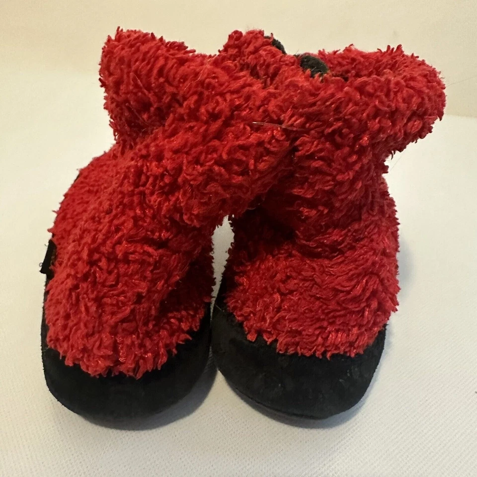 Zapatillas Bellota Niños 12.5/13.5 Rojo Fácil Botín Slouchy Fuzzy Trapo Pull On Salón Foto 3 de 4