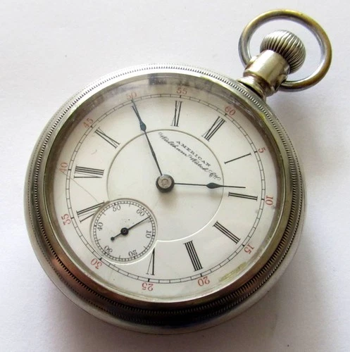 Antique Waltham Pocket Watch 18 size 7 jewels Nickel case RUNS