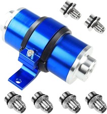 Blue 30 Micron Billet Aluminum Inline Fuelpetrol Filter Bracket An6an8an10