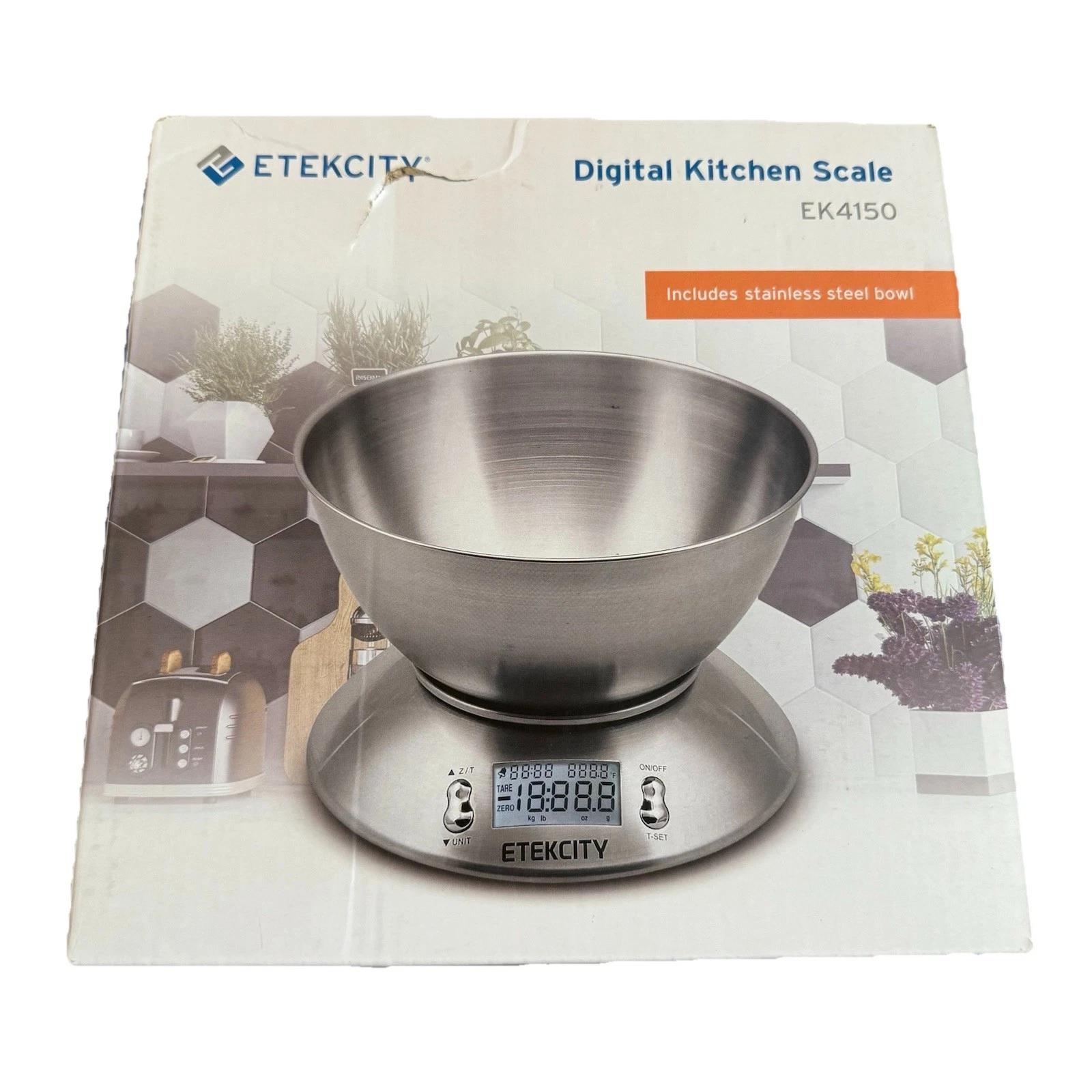 Etekcity EK4150 Digital Kitchen Scale Stainless Steel Bowl New Sealed Box