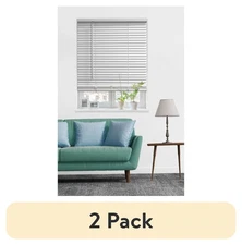 (2 pack) Mainstays 1" Cordless Vinyl Room Darkening Blinds, White, 35"W x 48"L