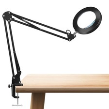 10X Magnifying Glass with Light and Stand, Desk Clip on Lamp for Reading Home...