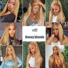 27 in 27 Honey Blonde Straight Human Hair Clip-In Extension 1pc No Shed