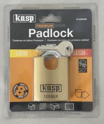 Kasp 50 mm Premium Messing Vorhängeschloss geschlossen Bügel - K12550XD