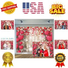 7x5ft Valentine's Day Backdrop Rustic Wood Red Love Heart Backdrops Photograp...