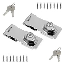 2-Pack Keyed Hasp Lock, Stainless Steel Twist Knob Locking Hasp with Keys for...