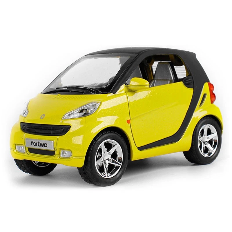1/24 Smart ForTwo Model Car Diecast Toy Cars Boys Toys for Kids Gifts Yellow - Image 3 of 4