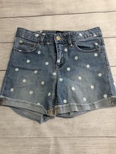 Gap Shorts Girls 12 Blue Denim Polka Dot Cutoff Adjustable Waist Summer