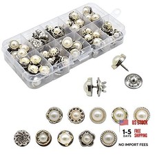 80Pcs 10 Styles Women Shirt Brooch Buttons Cover up Button Pearl Safety Brooch