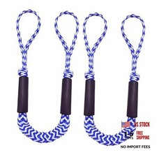 Bungee Dock Line for Boats 3FT 2 Pack, Stretchable Boat Dock Lines blue white