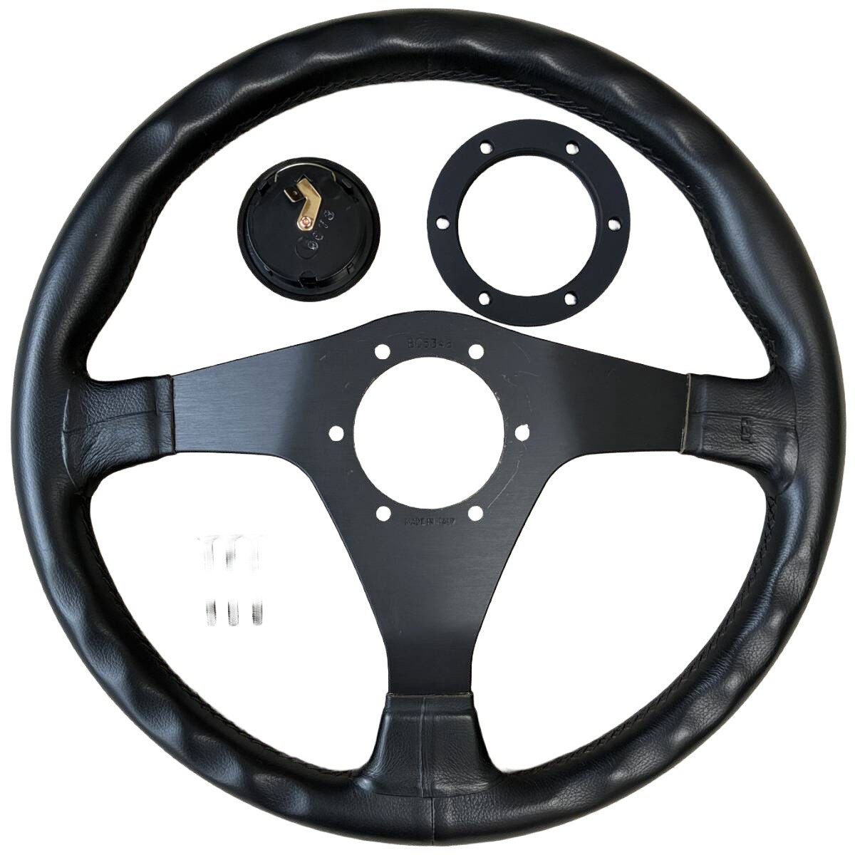 NARDI GARA 3 Type 0 350mm Black Leather Steering Wheel TOM'S Red