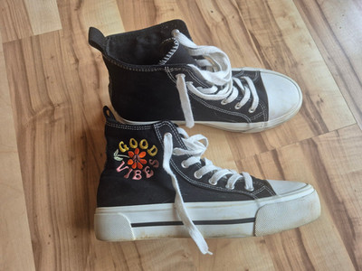 Good Vibes Turnschuhe Sneaker schwarz Textil Stickerei 38 even & odd