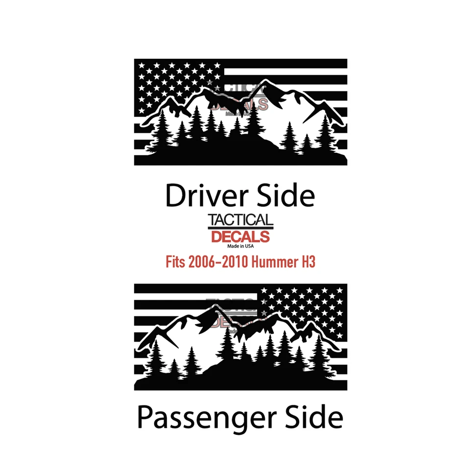 USA flag with mountain scene Decals for 2006-2010 Hummer H3 HH3-PM1 - Image 4 of 4