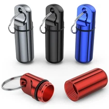 Urekt Small Pill Box Keychain, 4 Pack Portable Keychain Pill Holder Aluminum ...