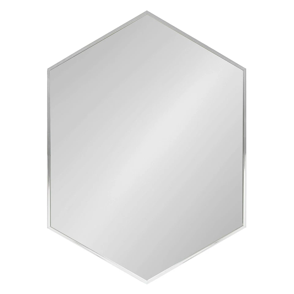 Rhodes Modern Hexagon Wall Mirror, Silver Chrome, 31x22-Inches - Image 2 of 4
