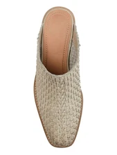 JOURNEE Womens Ivory Basket Weave Quinn Slip On Leather Heeled Mules Shoes 10 M