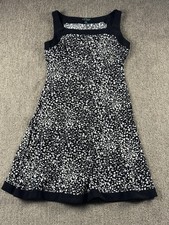 Lauren Ralph Lauren Womens 8 Dress Sleeveless A Line Black White Floral