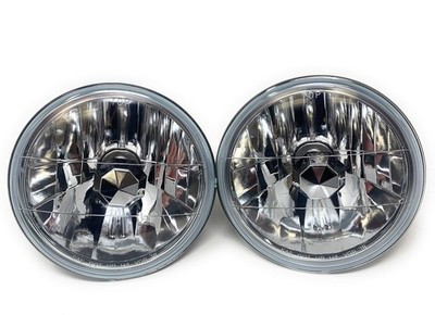 Vspec Geniune Glass 7 inch Round Crystal Diamond clear headlights Black
