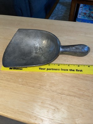 Antique-Grocer s Tin Scoop-Rolled Round Handle-Bulk Commodities-Clean!