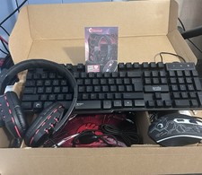 Gaming Keyboard and Mouse and Mouse pad and Gaming Headset, Wired LED RGB Bac...
