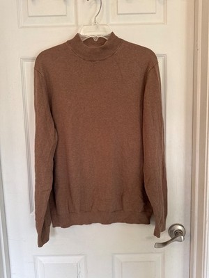 Paul Frederick Brown Long Sleeve Mock Neck Silk Blend Knit Sweater Men's XL