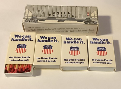#ad Vintage RAILROAD Memorabilia Union Pacific RR Match Sticks Boxes in Box $14.95