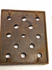 Antique cast iron wood/coal stove ash grate, square, scalloped sides