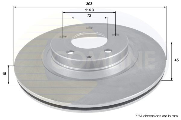 Brake Disc Rear Internally Vented 303 mm Outer ⌀ For Mazda RX-8 COMLINE ADC0465V