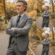 Gray Men's Suits Business Jacket Blazer Evening Tuxedos Coat Notch Lapel Dinner
