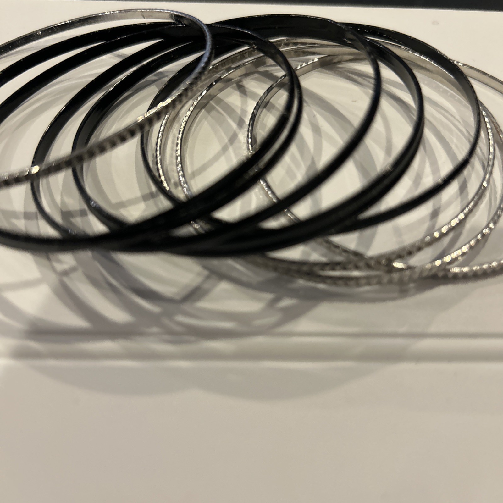 10 pc Stacking Bangle Bracelet Set Mixed Metal Bl… - image 3