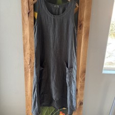 Uno  Size ONE SIZE (44) Gray Midi Shift Dress Sleeveless Asymmetrical Pockets