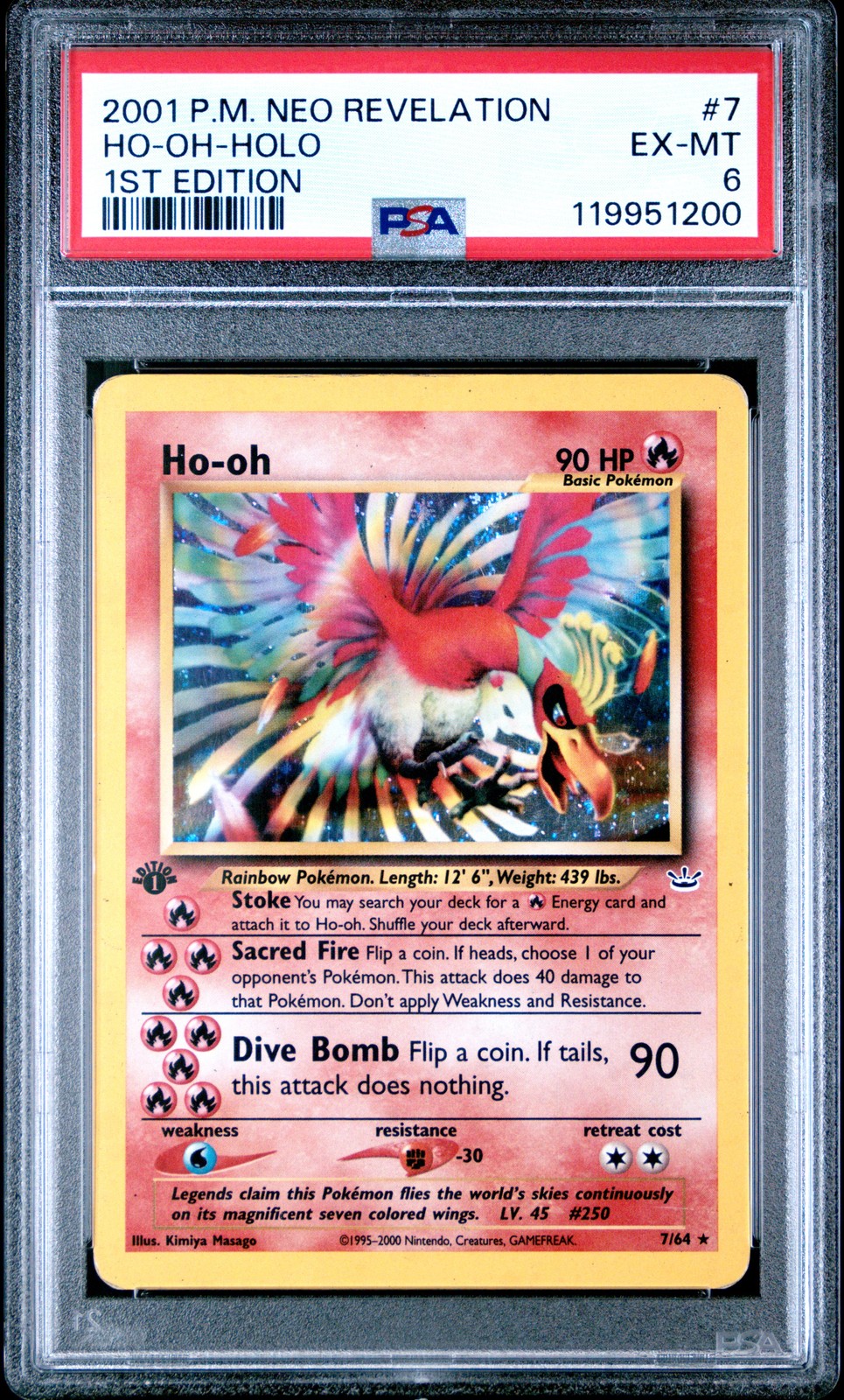 2001 POKEMON NEO REVELATION 1ST ED #7 HO-OH-HOLO PSA 6