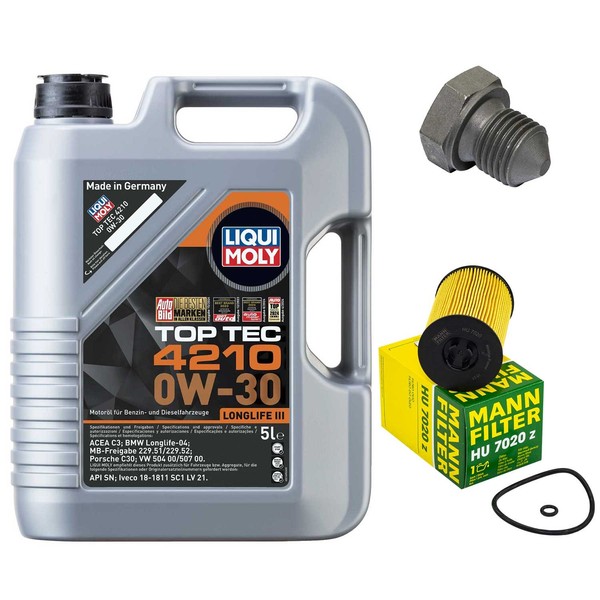 MotoröL Filter Set Liqui Moly 0W-30 5 Liter + ÖLablassschraube FüR Skoda Rapid-image