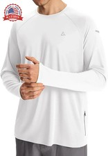 Men's UPF 50 Long Sleeve Sun Protection Rash Guard Quick Dry Swim Fishing Athle