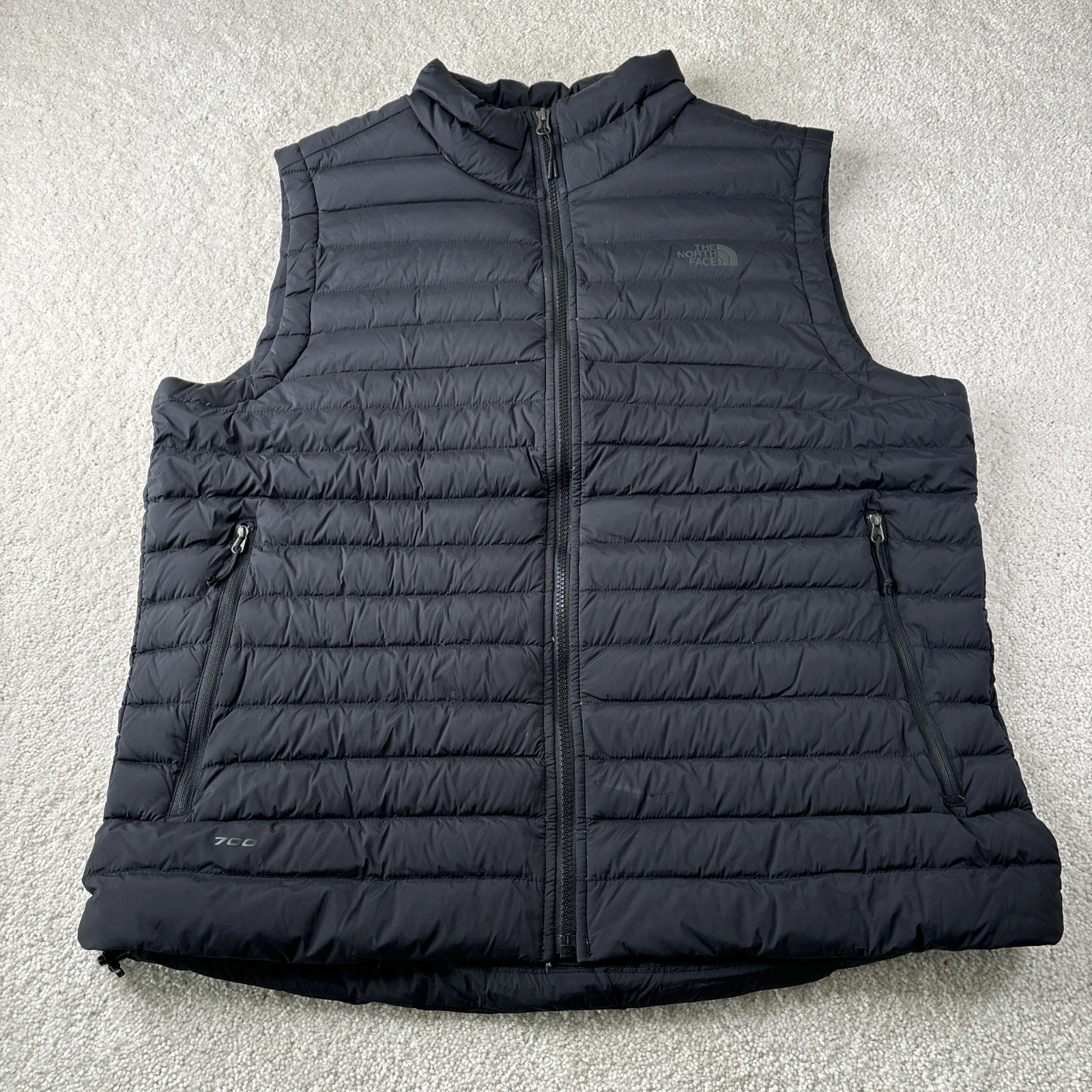 The North Face Stretch Down Vest Men Size XL Black 700 Fill Puffer Full Zip