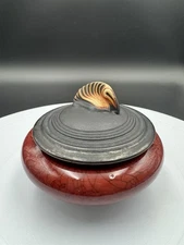 Andrew MacCorkindale Raku Studio Pottery Jar Sculptural Finial Trinket Jar Red