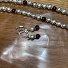 Ralph Lauren silver bead and, Ruby bead Necklace 15”/matching Earrings 1/2”   — photo 2