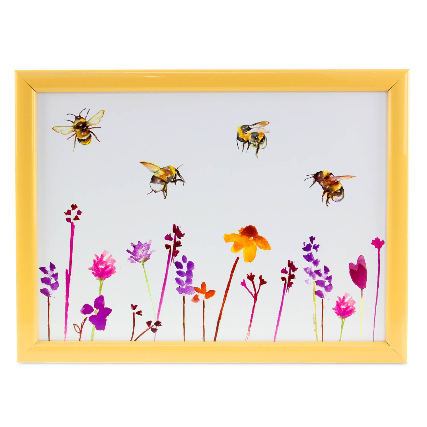 Bees & Flowers Cushioned Lap Tray Serving Platter Florals Print by Jennifer Rose